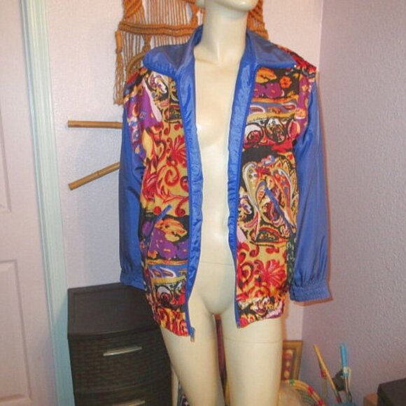 Vtg Oleg Cassini Silk Bomber Jacket Size S Psychedelic Disco Art To Wear 80s - Picture 13 of 13